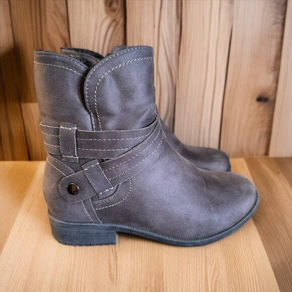 Dark Taupe Nubuck Vegan Leather winter boots Womens size 6 - Picture 3 of 5